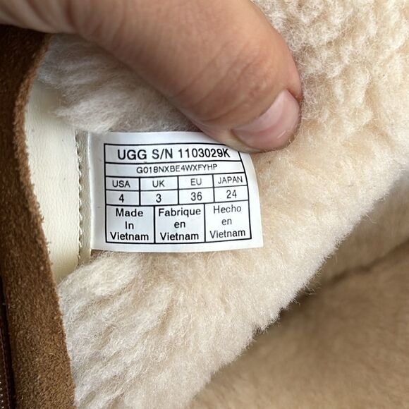 UGG Lil Sunshine II Back Zipper Tall Suede Boots Chestnut Tan Sz 4 - Picture 6 of 7